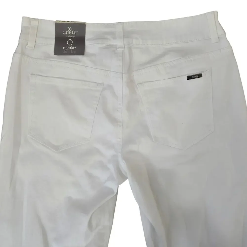 Chico’s So Slimming Slim Straight Leg Jeans White Stretch 0 Size 4 Small NWT - Picture 4 of 12